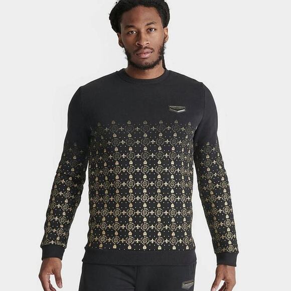 Supply & Demand Black and Gold Monogram Crew Neck Sweatshirt Mens Size S - Picture 4 of 10